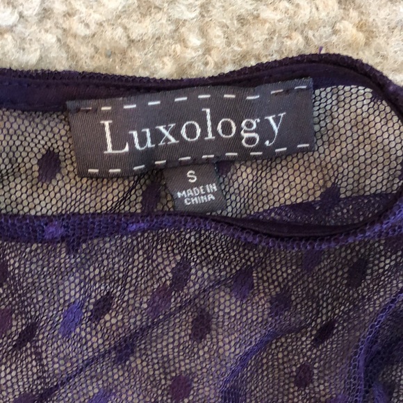 Purple sheer polka dot pattern top - Picture 2 of 4